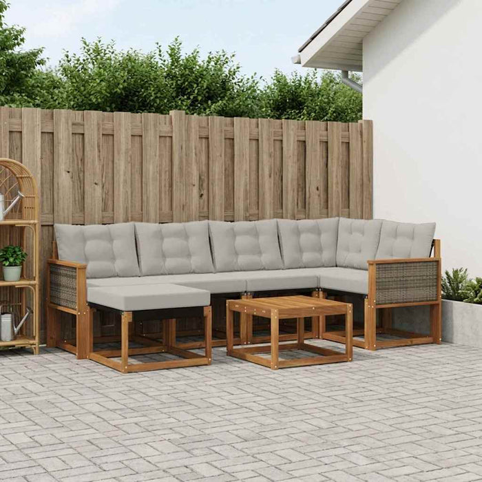 Set de canapele de exterior 7 pcs Natural și gri deschis WALTI
