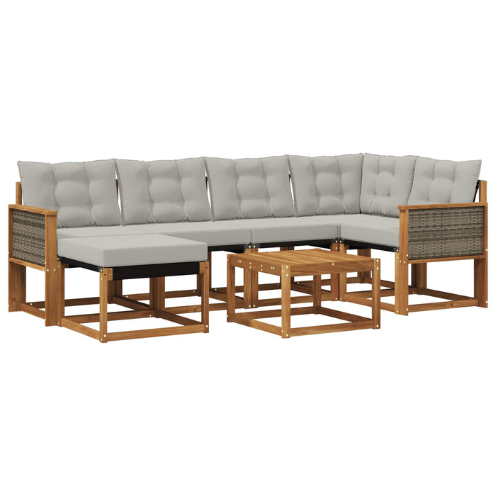 Set de canapele de exterior 7 pcs Natural și gri deschis WALTI