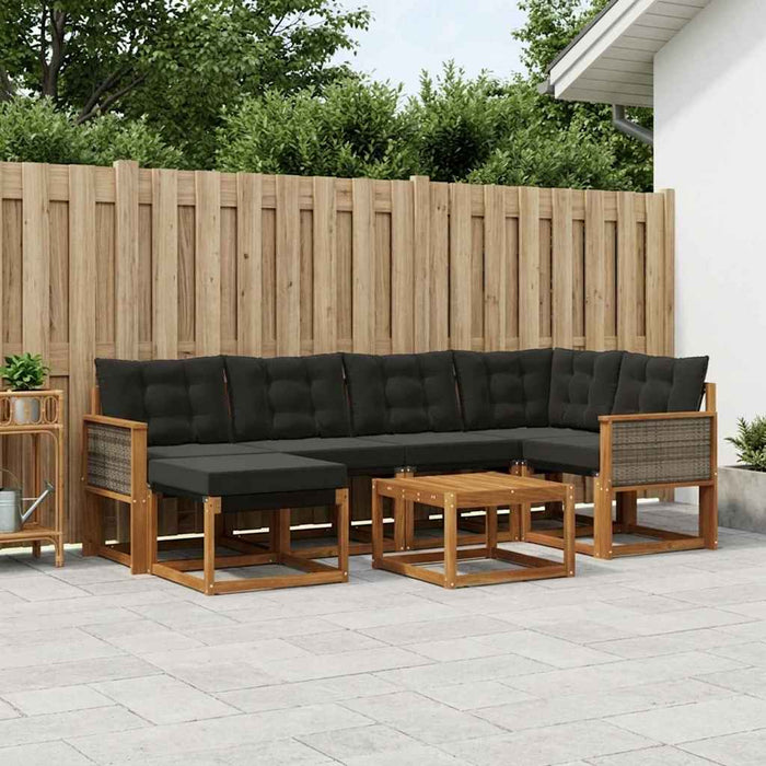 Set de canapele de exterior cu pernă 7 pcs Natural și Negru WALTI