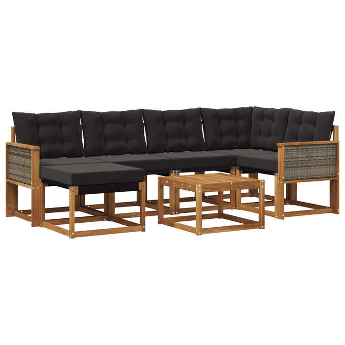 Set de canapele de exterior cu pernă 7 pcs Natural și Negru WALTI