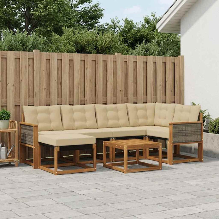 Set de canapele de exterior cu pernă 7 pcs Natural și Bej WALTI