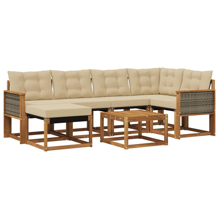 Set de canapele de exterior cu pernă 7 pcs Natural și Bej WALTI