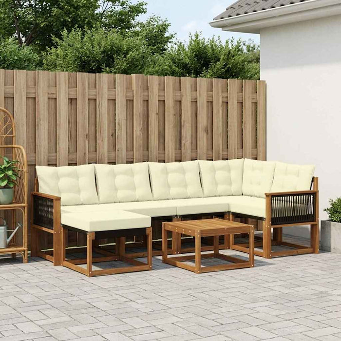 Set de canapele de exterior cu pernă 7 pcs Natural și Crem WALTI