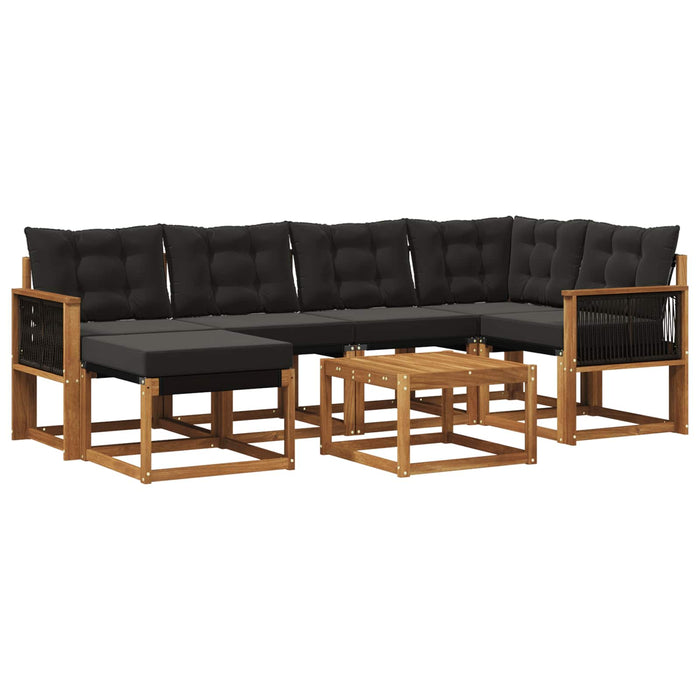 Set de canapele de exterior cu pernă 7 pcs Natural și Negru WALTI
