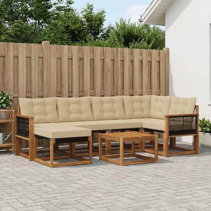 Set de canapele de exterior cu pernă 7 pcs Natural și Bej WALTI