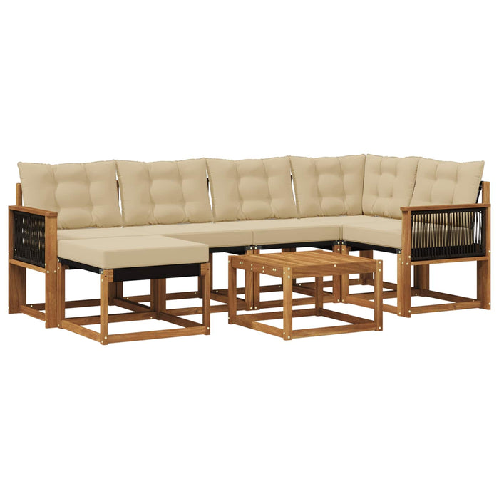 Set de canapele de exterior cu pernă 7 pcs Natural și Bej WALTI