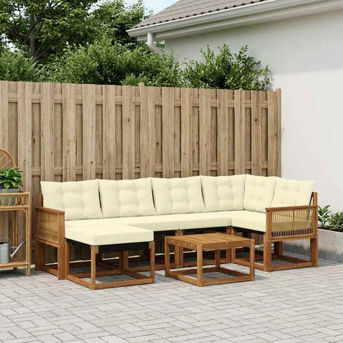 Set de canapele de exterior cu pernă 7 pcs Natural și Crem WALTI