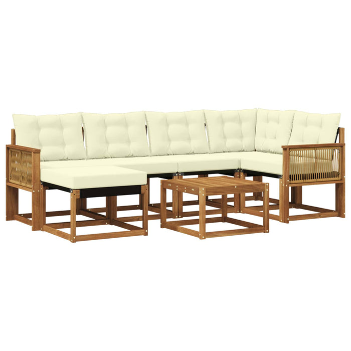 Set de canapele de exterior cu pernă 7 pcs Natural și Crem WALTI