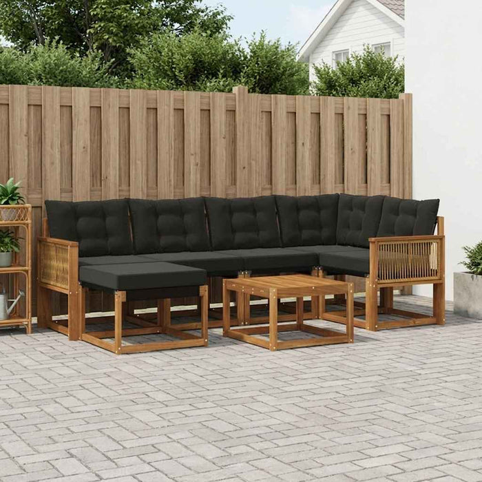 Set de canapele de exterior cu pernă 7 pcs Natural și Negru WALTI