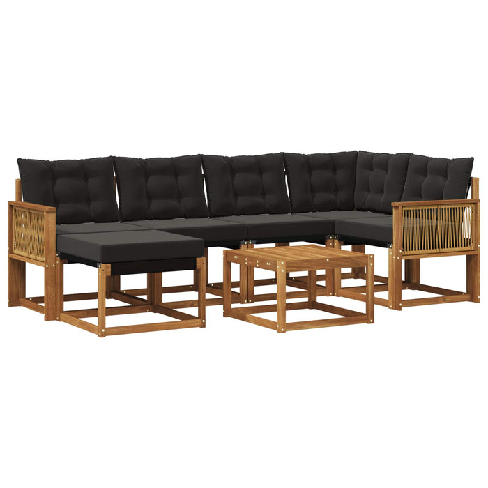 Set de canapele de exterior cu pernă 7 pcs Natural și Negru WALTI