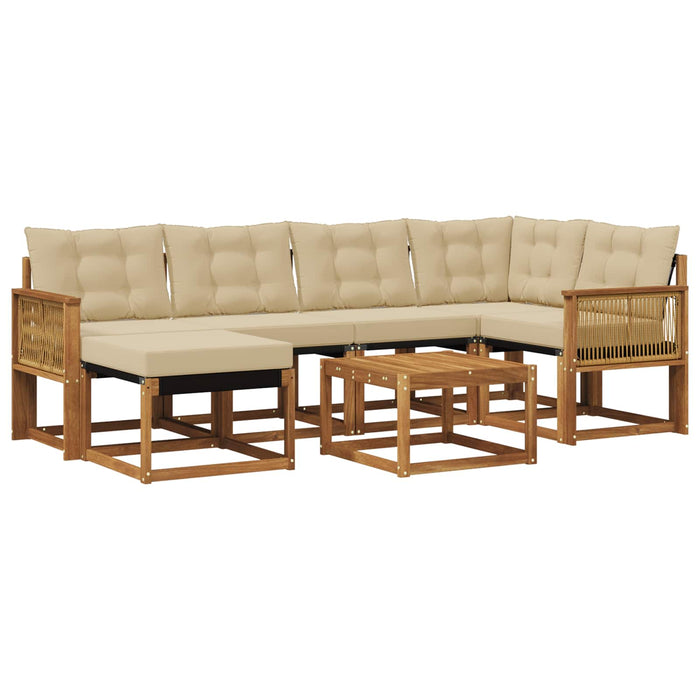 Set de canapele de exterior cu pernă 7 pcs Natural și Bej WALTI