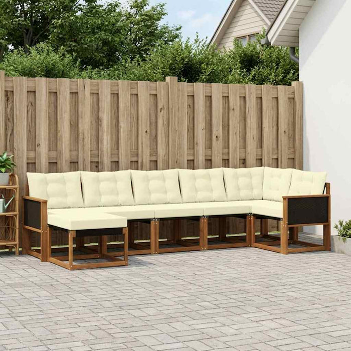 Set de canapele de exterior cu pernă 7 pcs Natural și Crem WALTI