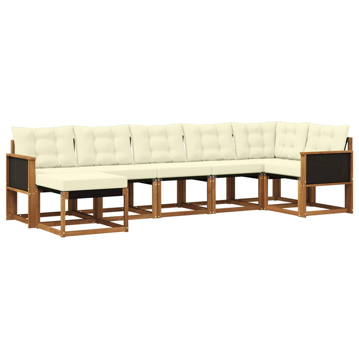 Set de canapele de exterior cu pernă 7 pcs Natural și Crem WALTI