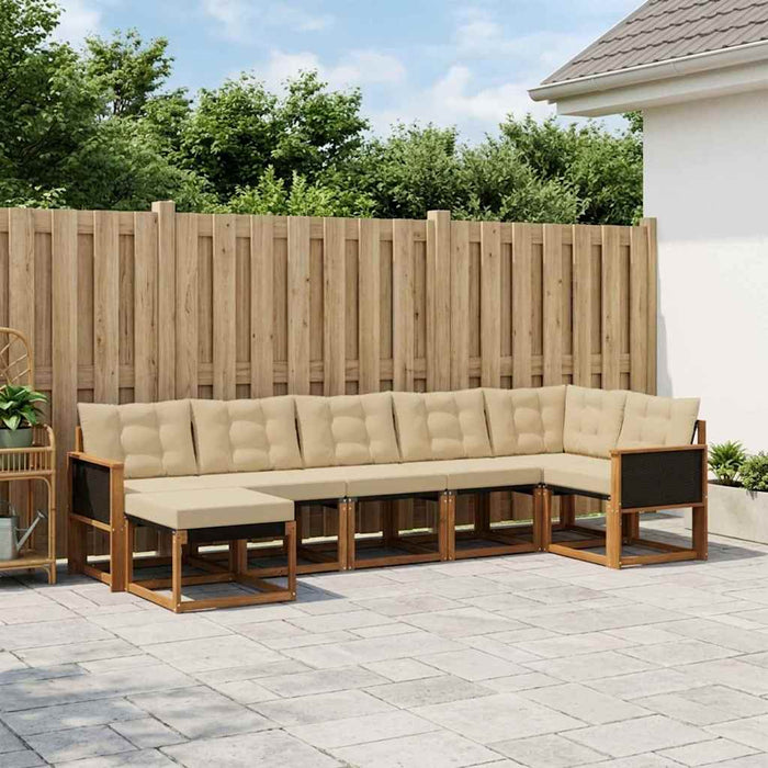 Set de canapele de exterior cu pernă 7 pcs Natural și Bej WALTI