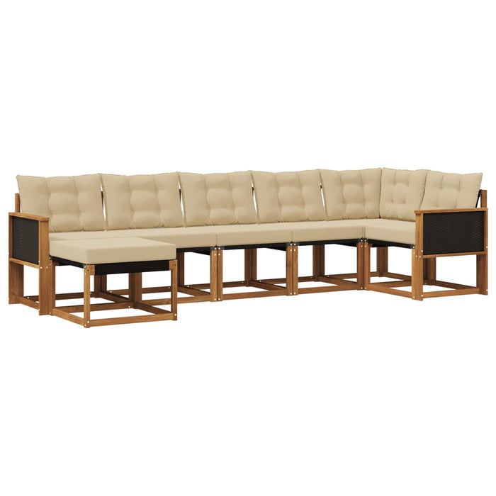 Set de canapele de exterior cu pernă 7 pcs Natural și Bej WALTI