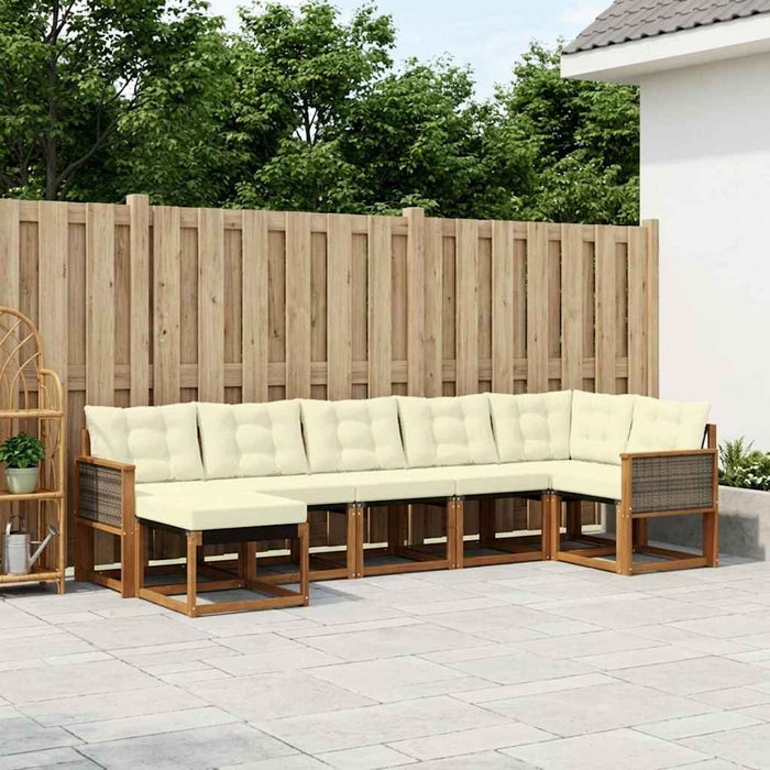 Set de canapele de exterior cu pernă 7 pcs Natural și Crem WALTI