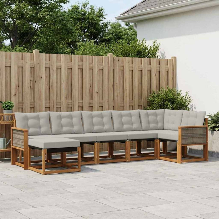 Set de canapele de exterior 7 pcs Natural și gri deschis WALTI