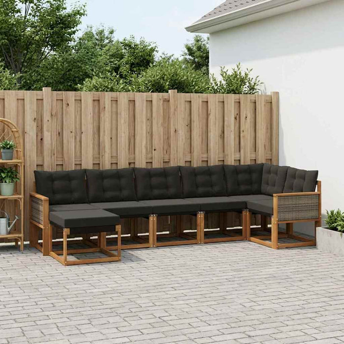 Set de canapele de exterior cu pernă 7 pcs Natural și Negru WALTI