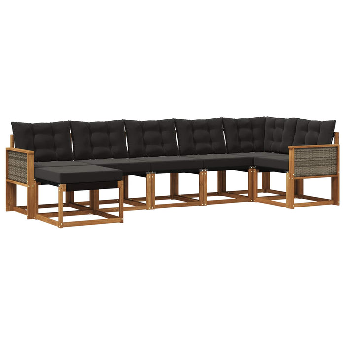 Set de canapele de exterior cu pernă 7 pcs Natural și Negru WALTI