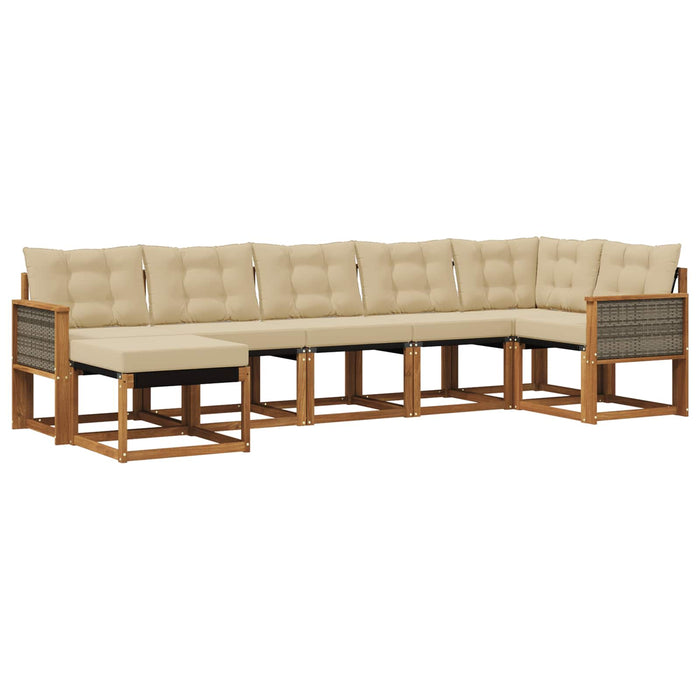 Set de canapele de exterior cu pernă 7 pcs Natural și Bej WALTI