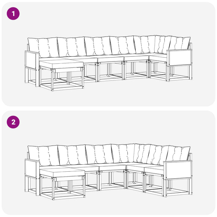 Set de canapele de exterior cu pernă 7 pcs Natural și Bej WALTI