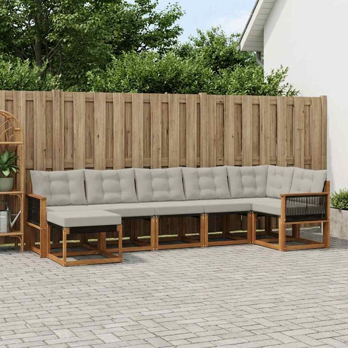 Set de canapele de exterior 7 pcs Natural și gri deschis WALTI