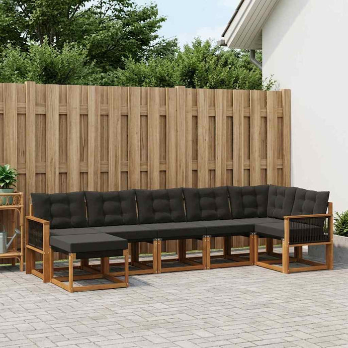 Set de canapele de exterior cu pernă 7 pcs Natural și Negru WALTI