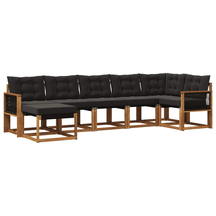 Set de canapele de exterior cu pernă 7 pcs Natural și Negru WALTI