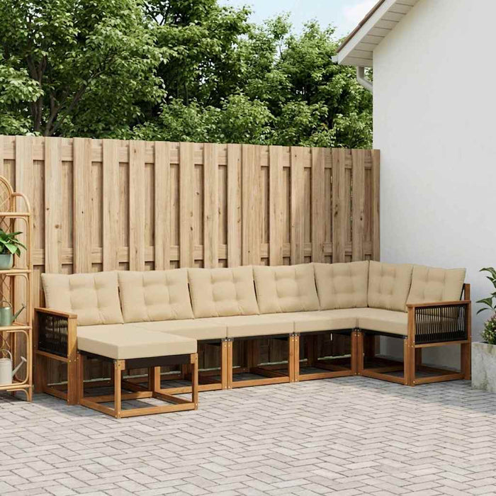 Set de canapele de exterior cu pernă 7 pcs Natural și Bej WALTI