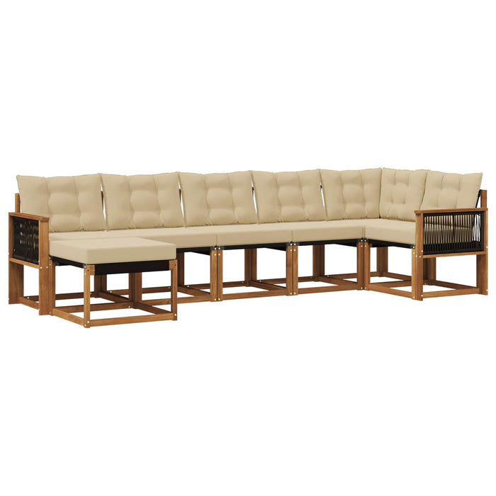 Set de canapele de exterior cu pernă 7 pcs Natural și Bej WALTI