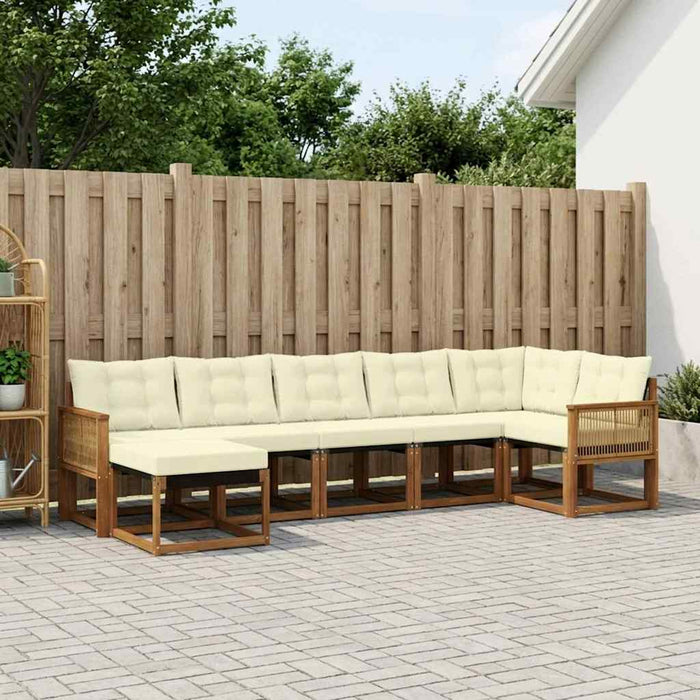 Set de canapele de exterior cu pernă 7 pcs Natural și Crem WALTI