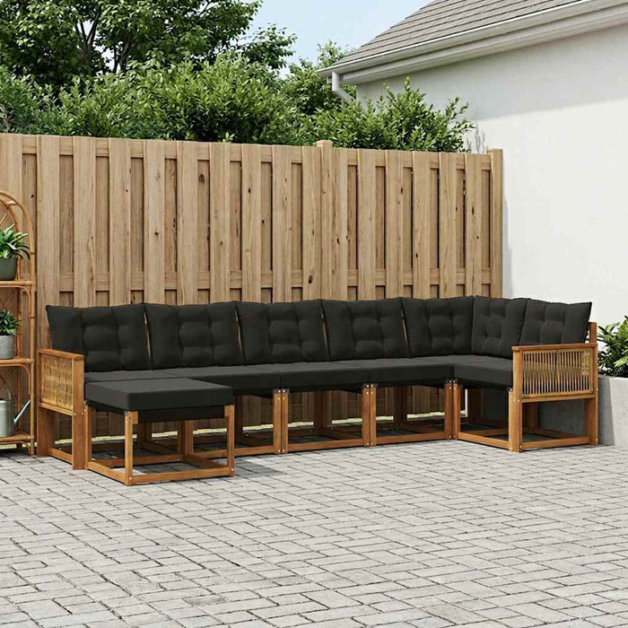 Set de canapele de exterior cu pernă 7 pcs Natural și Negru WALTI