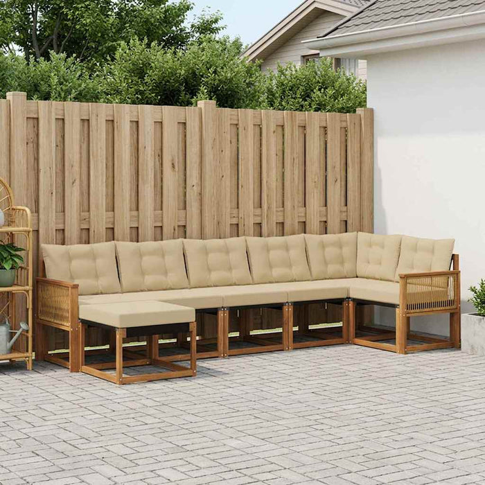 Set de canapele de exterior cu pernă 7 pcs Natural și Bej WALTI