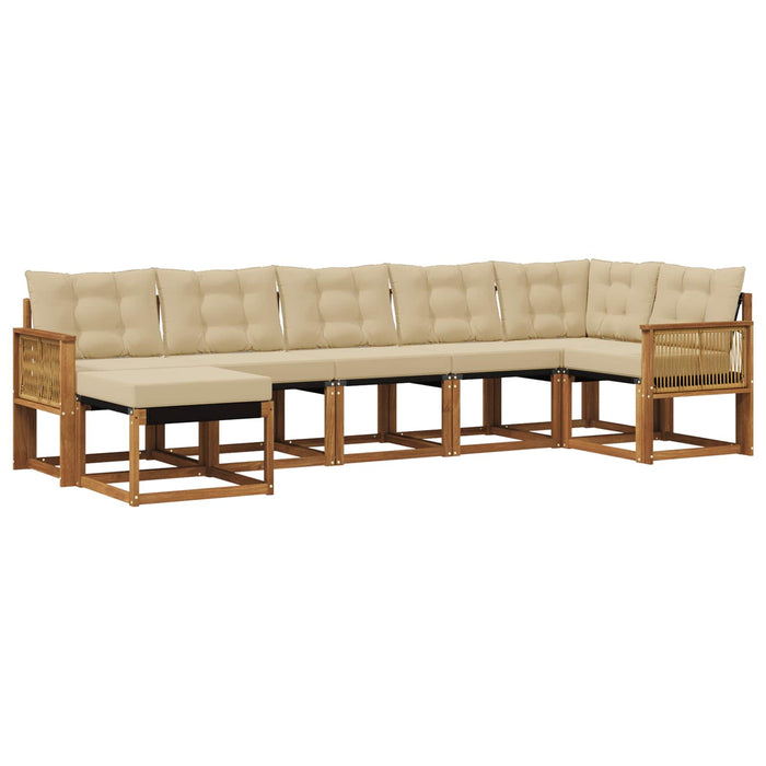 Set de canapele de exterior cu pernă 7 pcs Natural și Bej WALTI