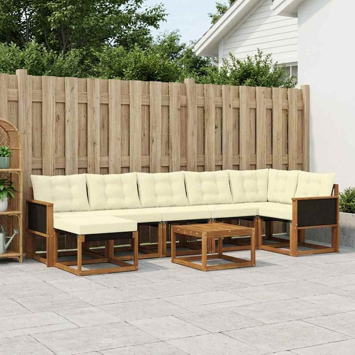 Set de canapele de exterior cu pernă 8 pcs Natural și Crem WALTI