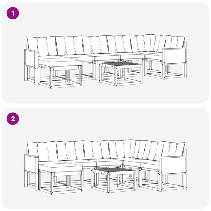 Set de canapele de exterior 8 pcs Natural și gri deschis WALTI
