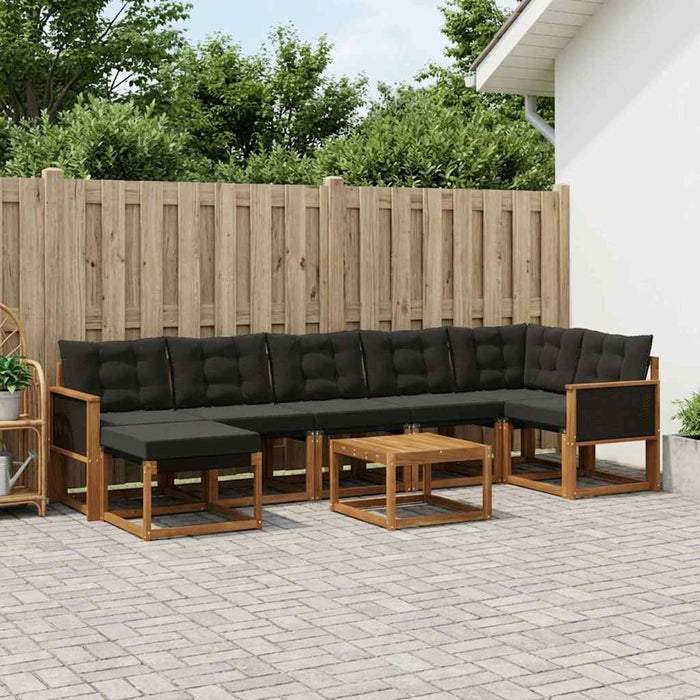 Set de canapele de exterior cu pernă 8 pcs Natural și Negru WALTI