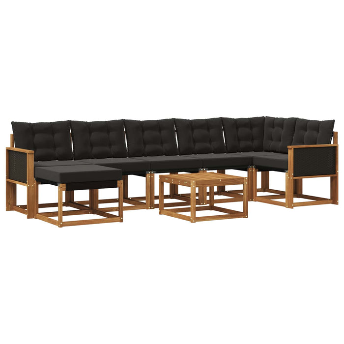 Set de canapele de exterior cu pernă 8 pcs Natural și Negru WALTI