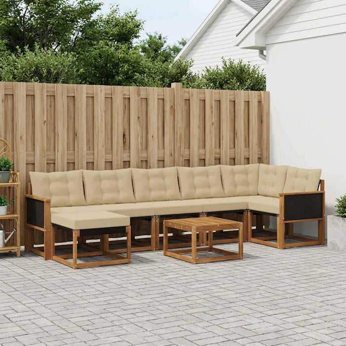 Set de canapele de exterior cu pernă 8 pcs Natural și Bej WALTI