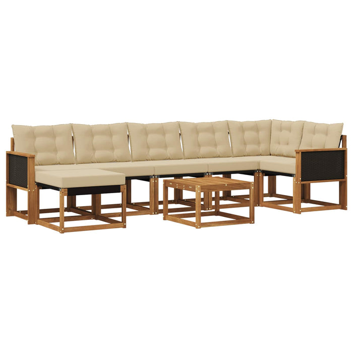 Set de canapele de exterior cu pernă 8 pcs Natural și Bej WALTI