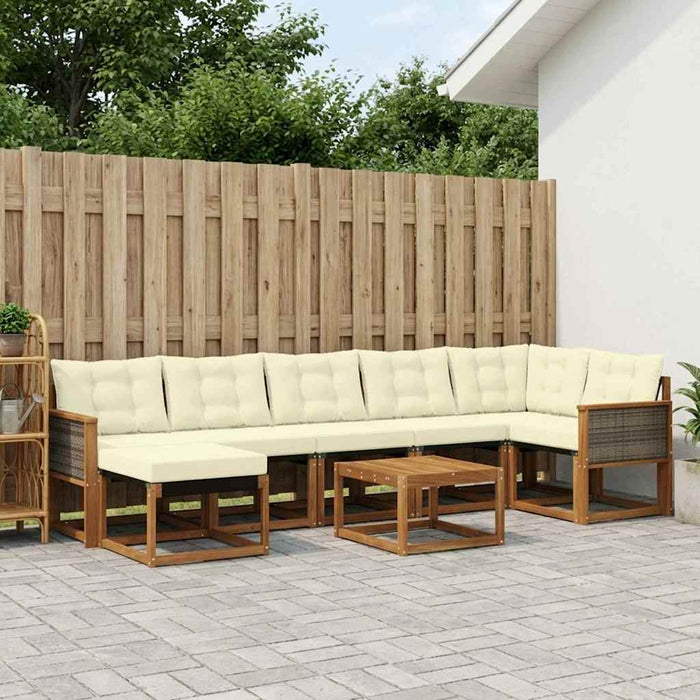 Set de canapele de exterior cu pernă 8 pcs Natural și Crem WALTI
