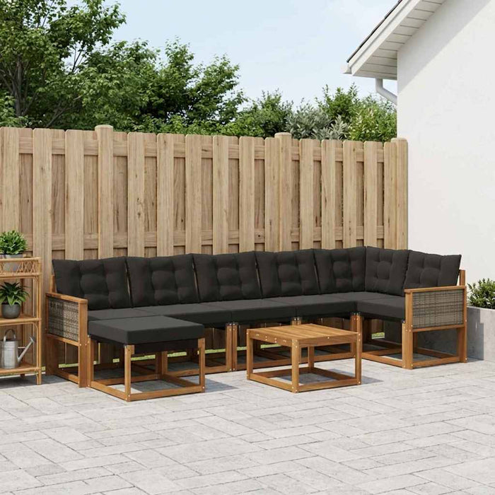 Set de canapele de exterior cu pernă 8 pcs Natural și Negru WALTI