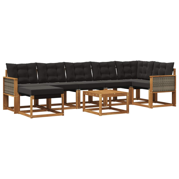 Set de canapele de exterior cu pernă 8 pcs Natural și Negru WALTI