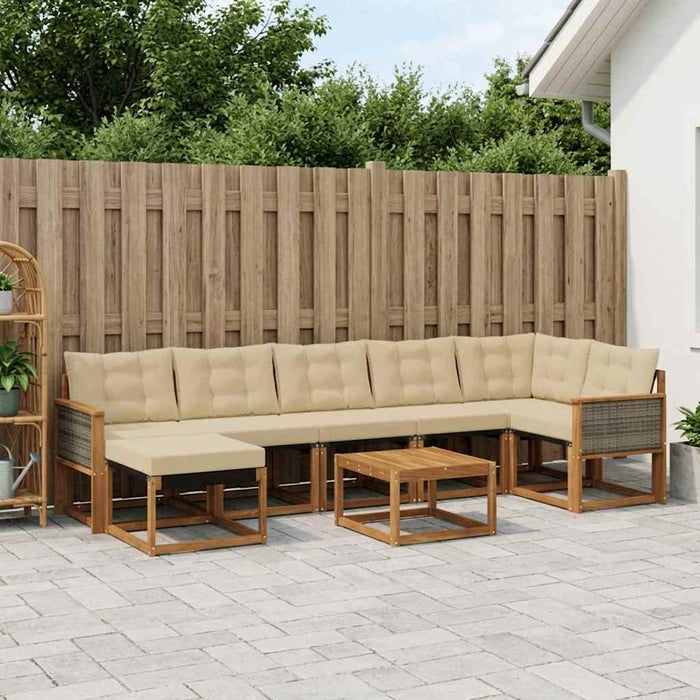 Set de canapele de exterior cu pernă 8 pcs Natural și Bej WALTI