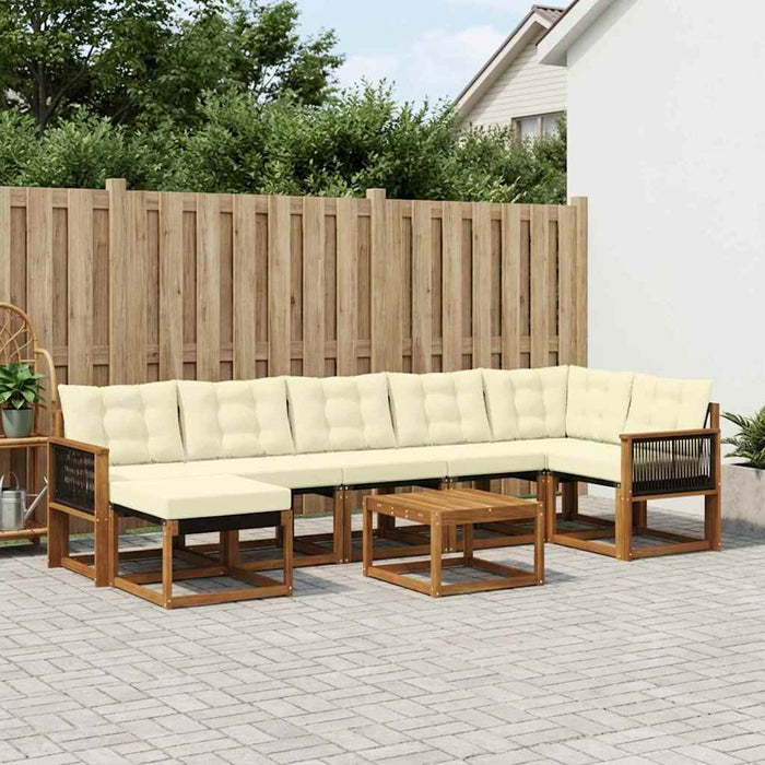 Set de canapele de exterior cu pernă 8 pcs Natural și Crem WALTI