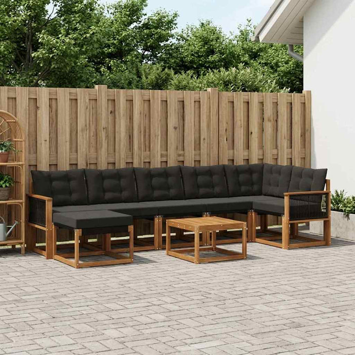 Set de canapele de exterior cu pernă 8 pcs Natural și Negru WALTI