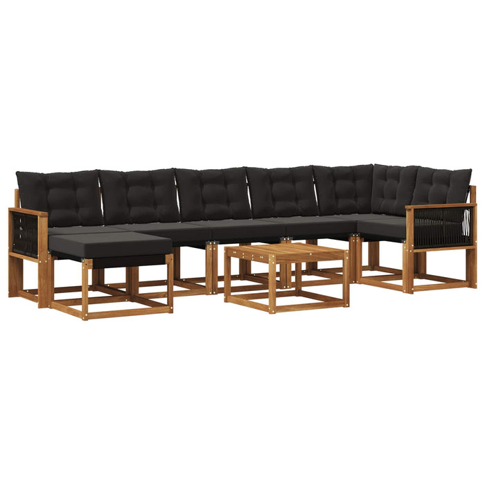 Set de canapele de exterior cu pernă 8 pcs Natural și Negru WALTI