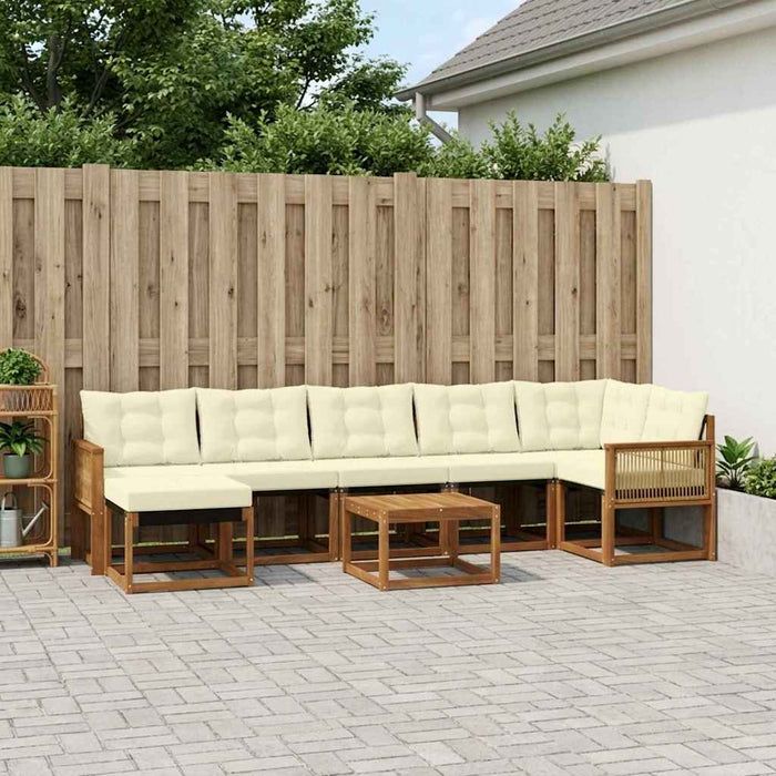 Set de canapele de exterior cu pernă 8 pcs Natural și Crem WALTI