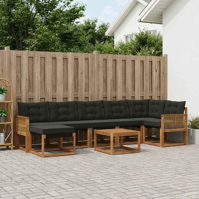 Set de canapele de exterior cu pernă 8 pcs Natural și Negru WALTI