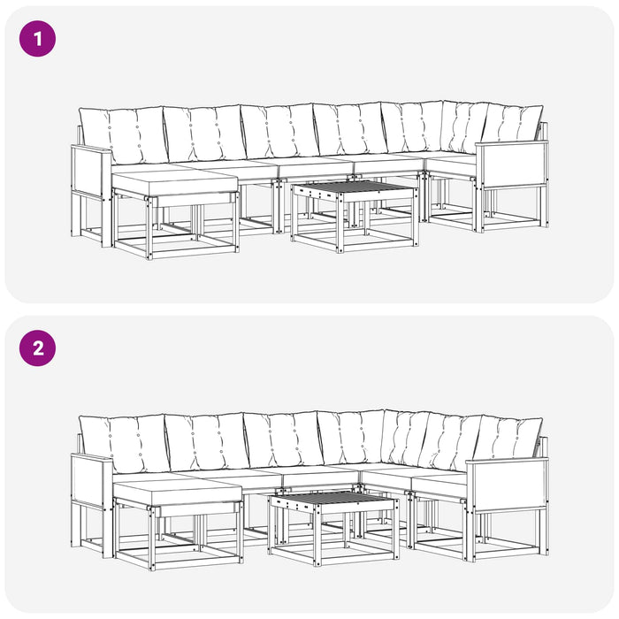 Set de canapele de exterior cu pernă 8 pcs Natural și Negru WALTI